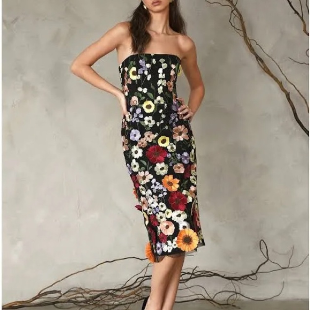 Adelyn Rae Black Floral Midi Dress